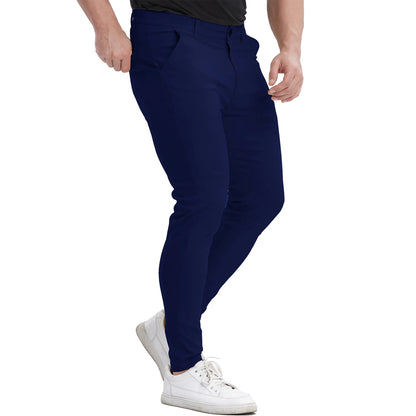 Men's Slim Fit Stretch Chinos - Navy Blue Business Casual Pants