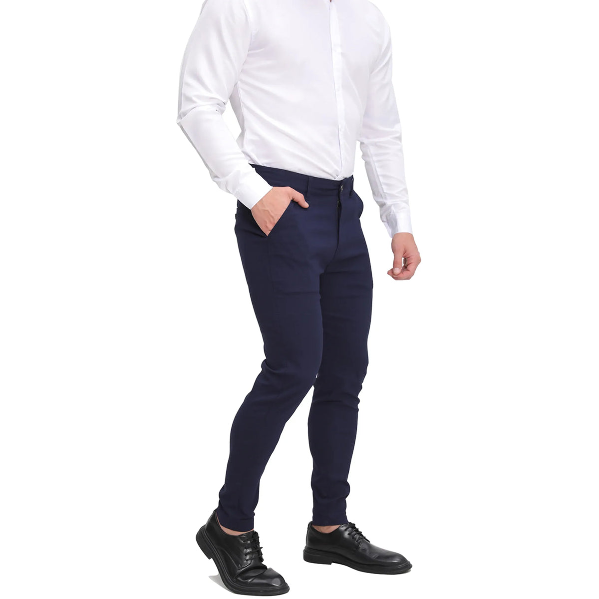 Men's Slim Fit Stretch Chinos - Navy Blue Business Casual Pants