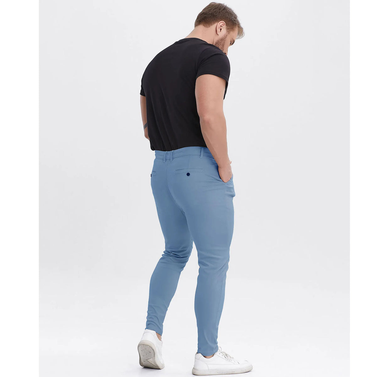 Men's Slim Fit Stretch Chinos - Light Blue Business Casual Pants