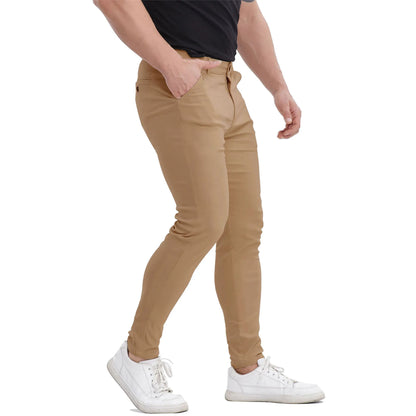 Men's tan slim fit stretch chinos for business casual wear
