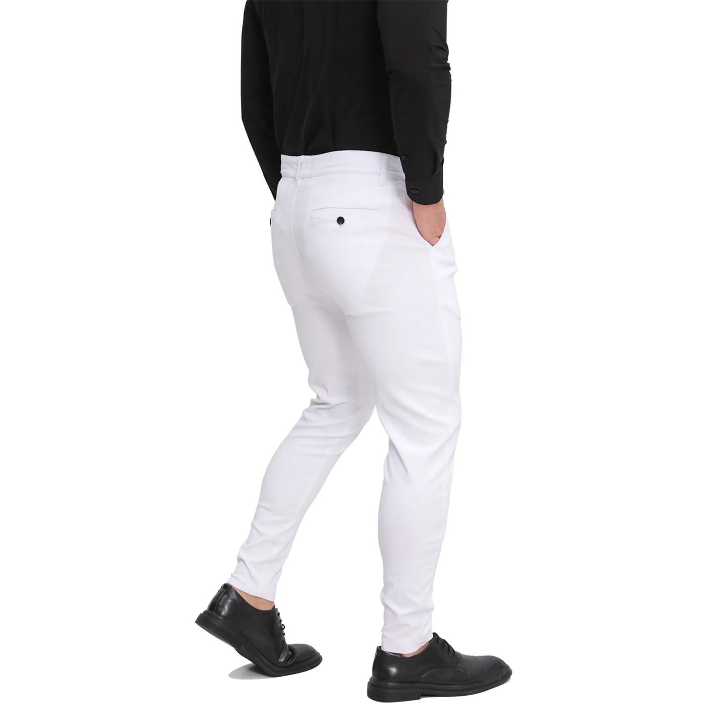 Men's Slim Fit Stretch Chinos - White Business Casual Pants