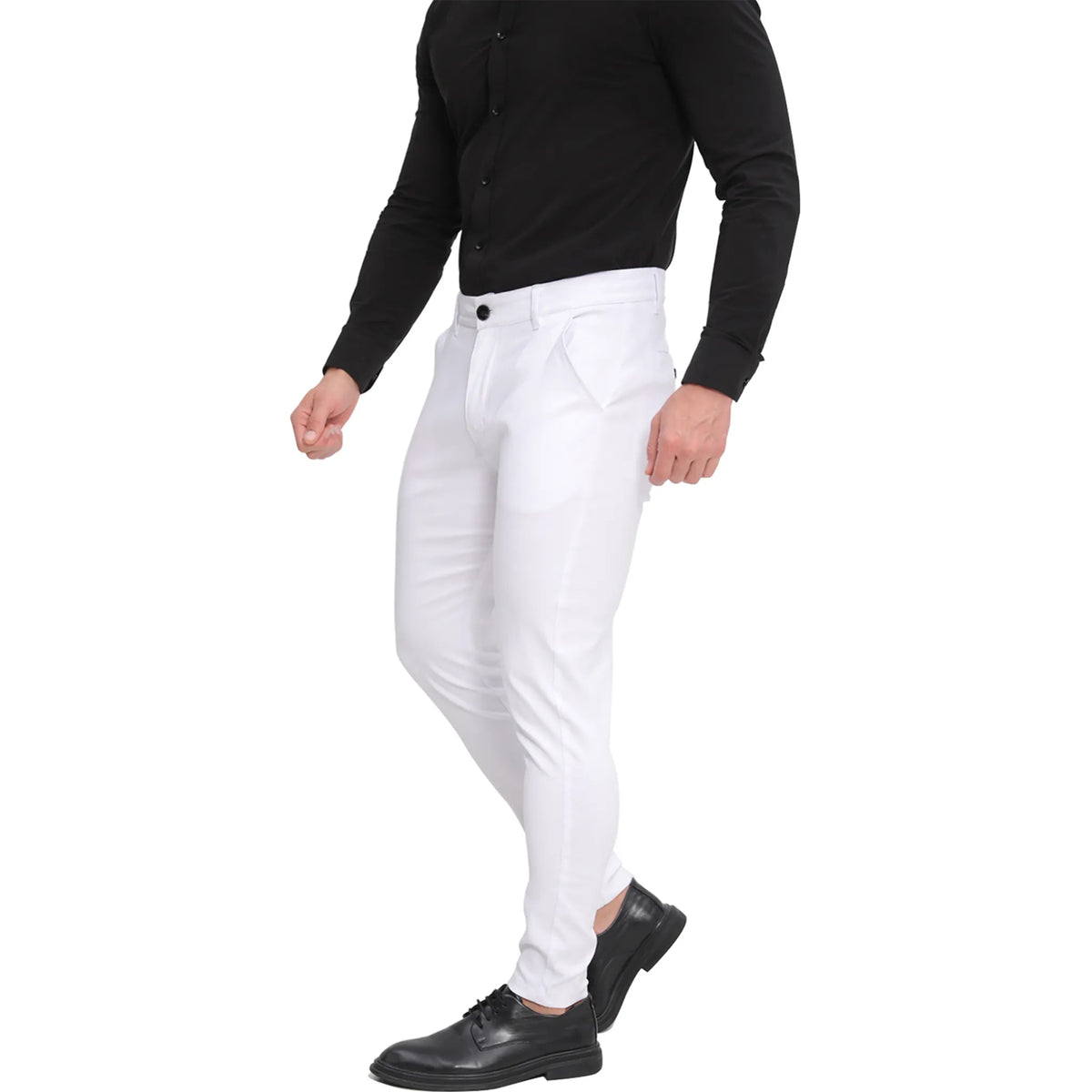 Men's Slim Fit Stretch Chinos - White Business Casual Pants