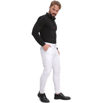 Men's Slim Fit Stretch Chinos - White Business Casual Pants