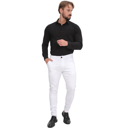 Men's Slim Fit Stretch Chinos - White Business Casual Pants