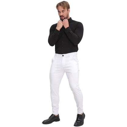 Men's Slim Fit Stretch Chinos - White Business Casual Pants