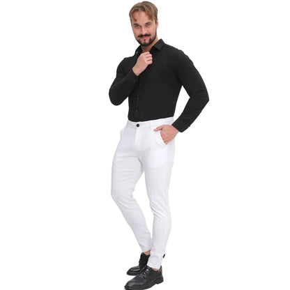 Men's Slim Fit Stretch Chinos - White Business Casual Pants