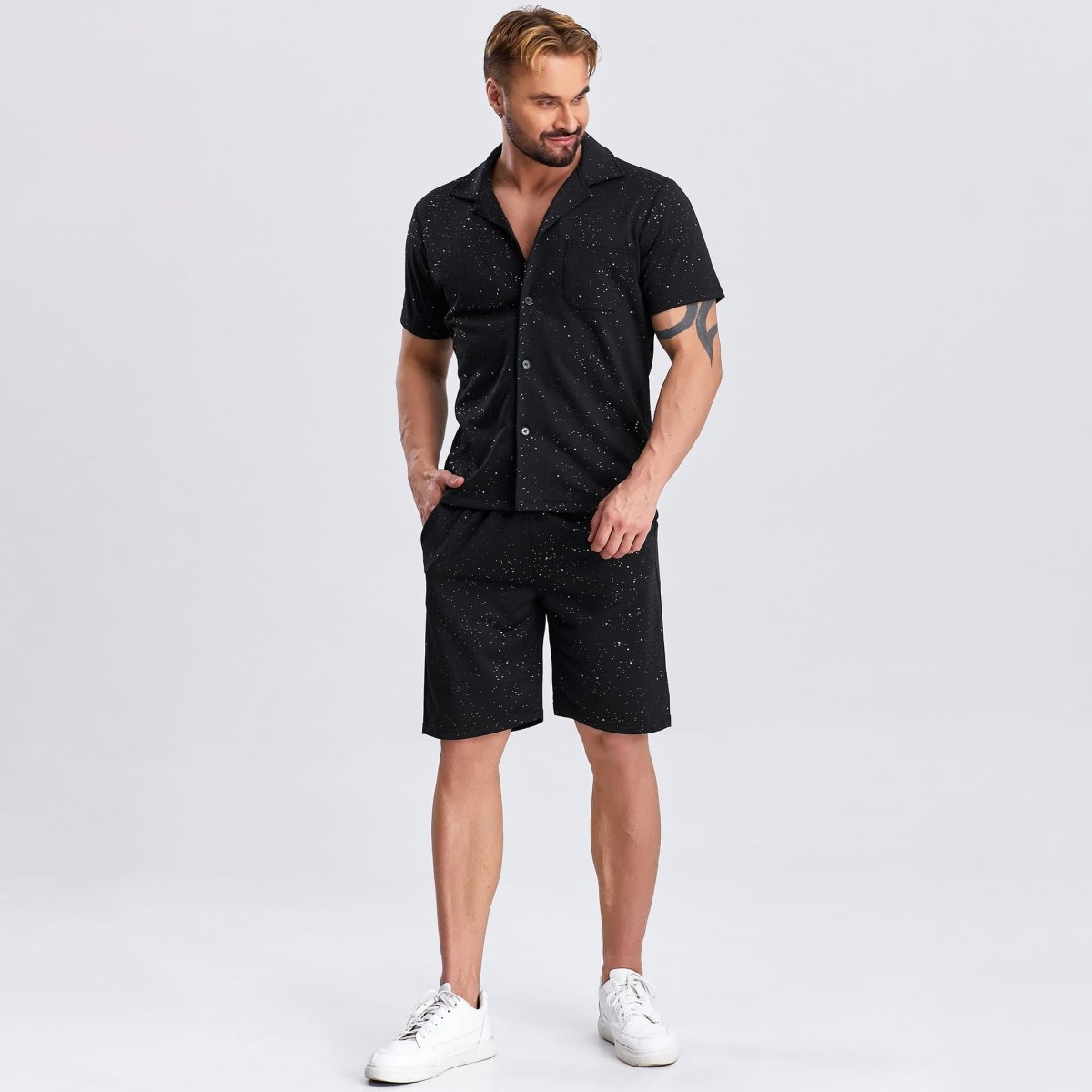mens 2 piece set button down sparkling
