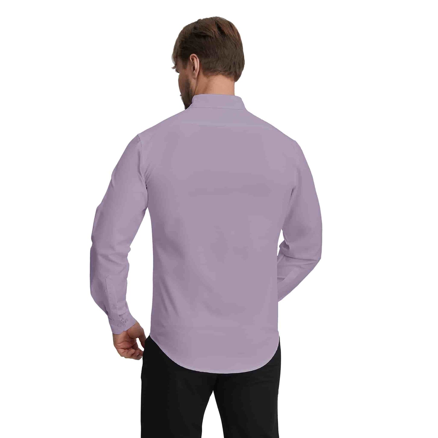 Men's Long Sleeve Dress Shirts Slim Fit Inner Contrast Business Casual Button Down Purple Shirt