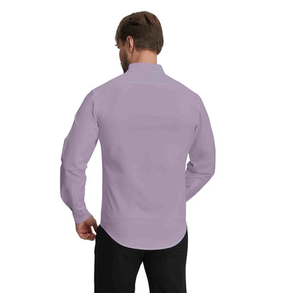 Men's Long Sleeve Dress Shirts Slim Fit Inner Contrast Business Casual Button Down Purple Shirt