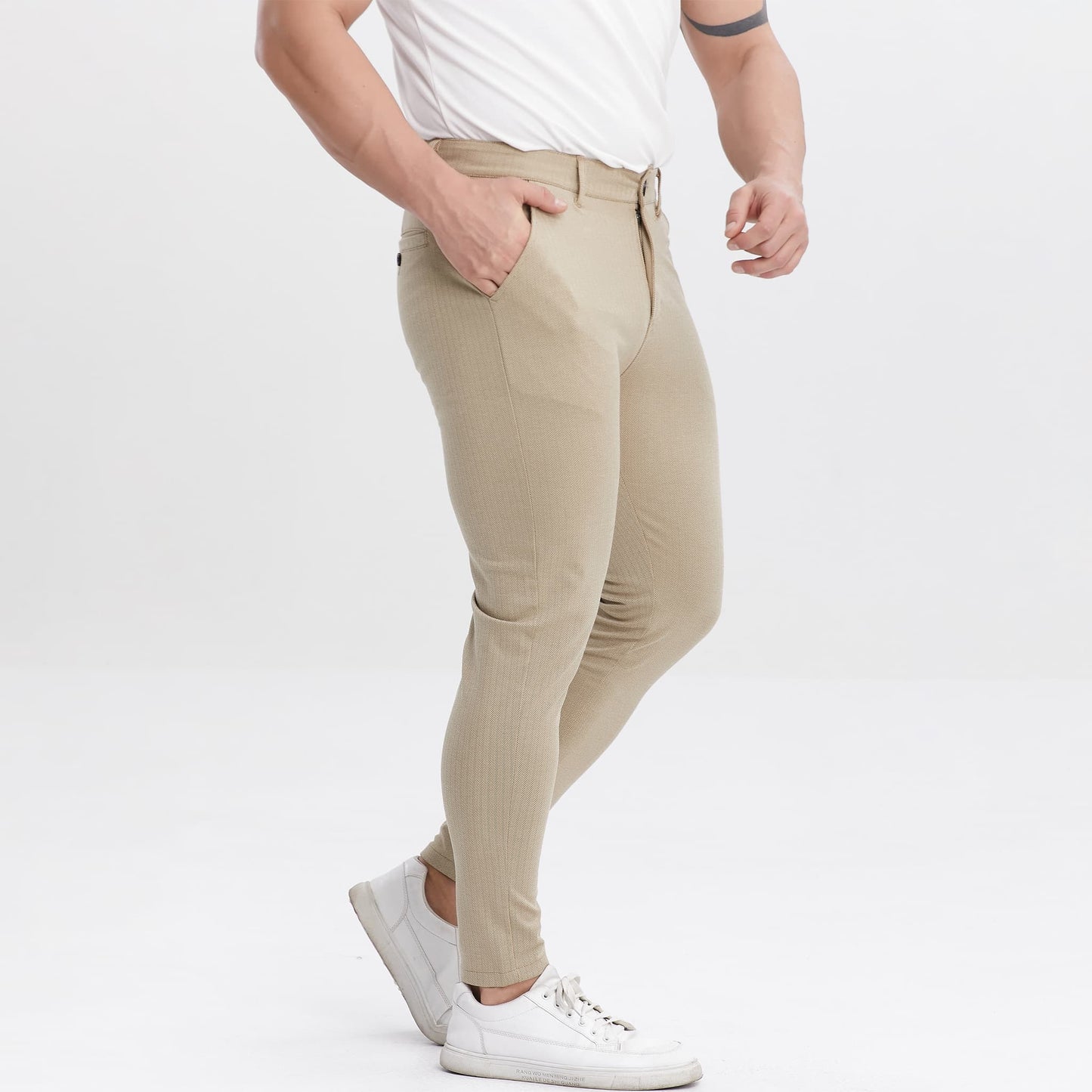 khaki mens casual slacks slim fit stretchy