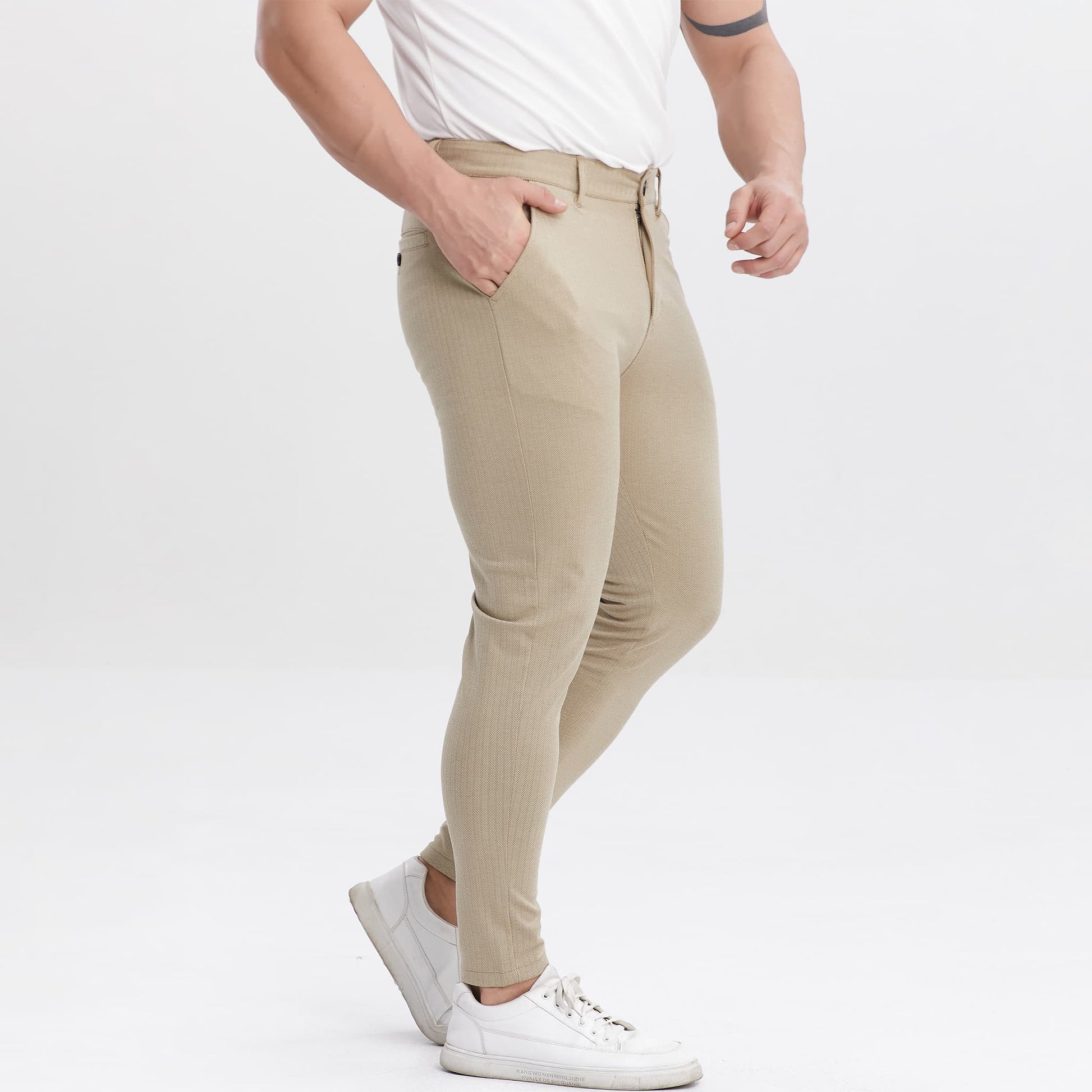 khaki mens casual slacks slim fit stretchy