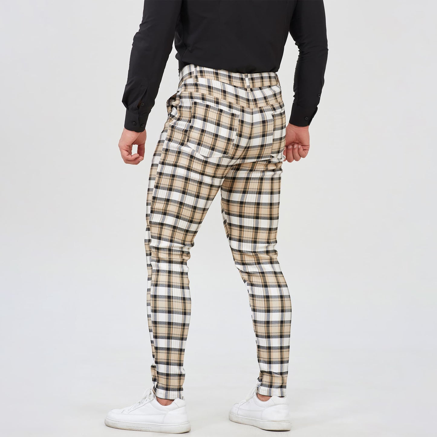 yellow plaid mens dress casual pants