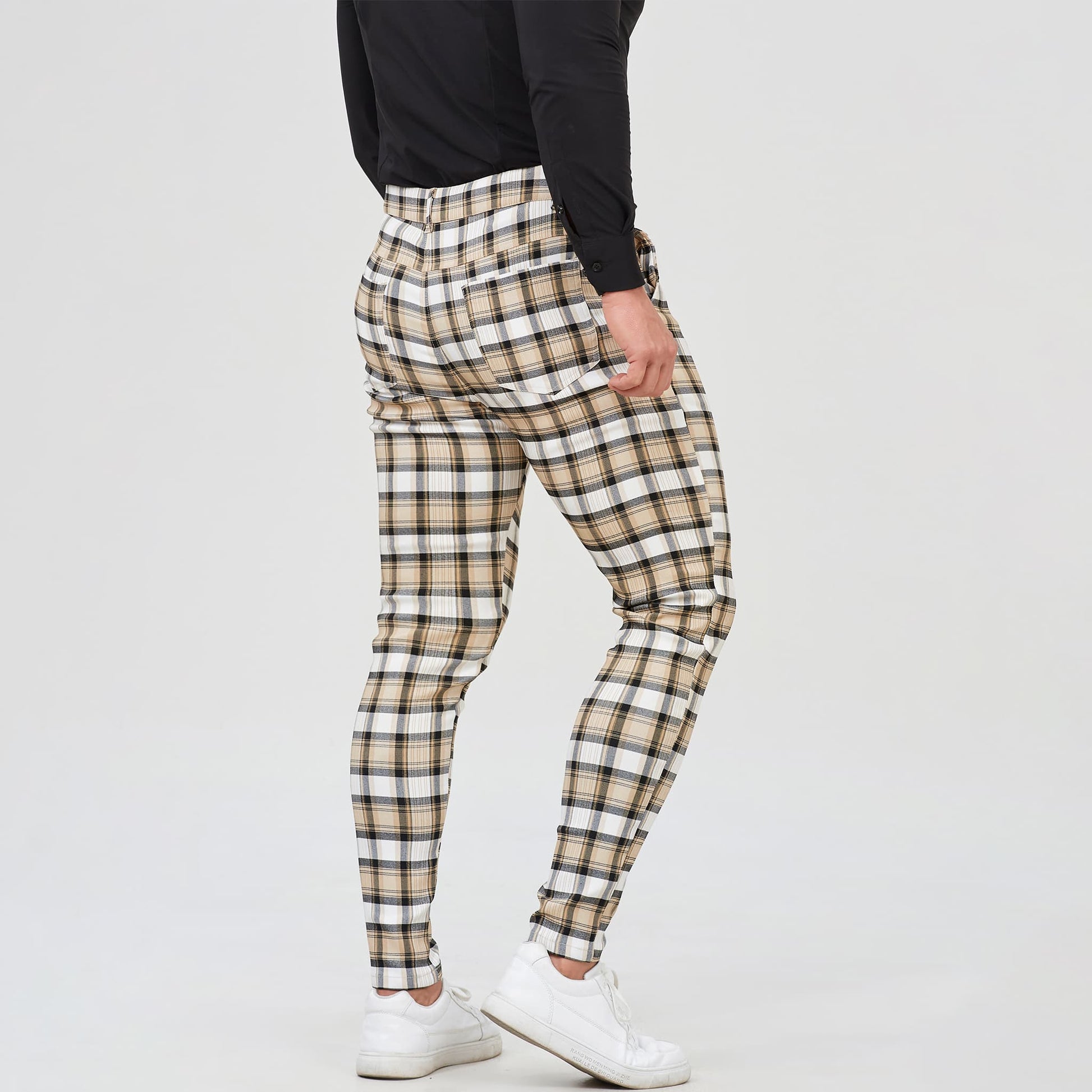 yellow plaid mens dress slacks slim fit
