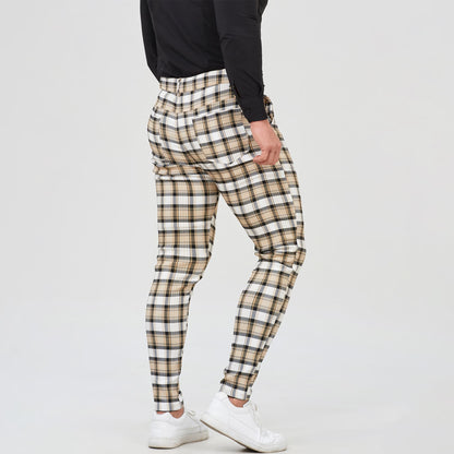 yellow plaid mens dress slacks slim fit
