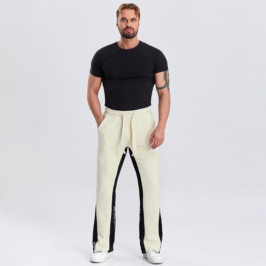 drawstring waistband mens flared sweatpants embroidered 