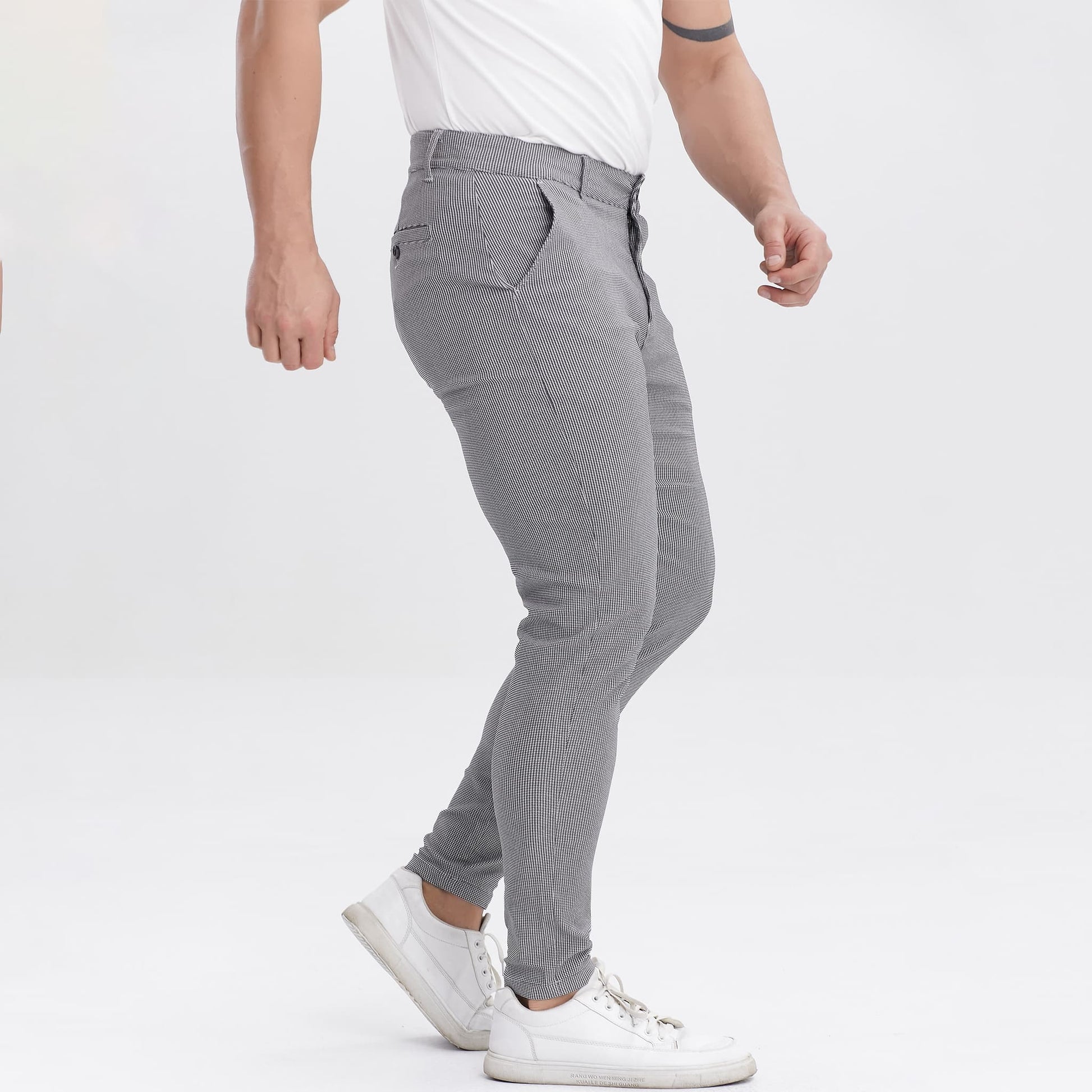 grey mens houndstooth golf pants slim fit
