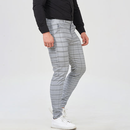 mens grey plaid pants slim fit stretchy
