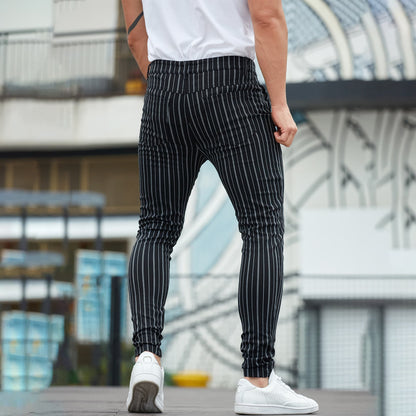slim fit mens high waisted dress pants black striped