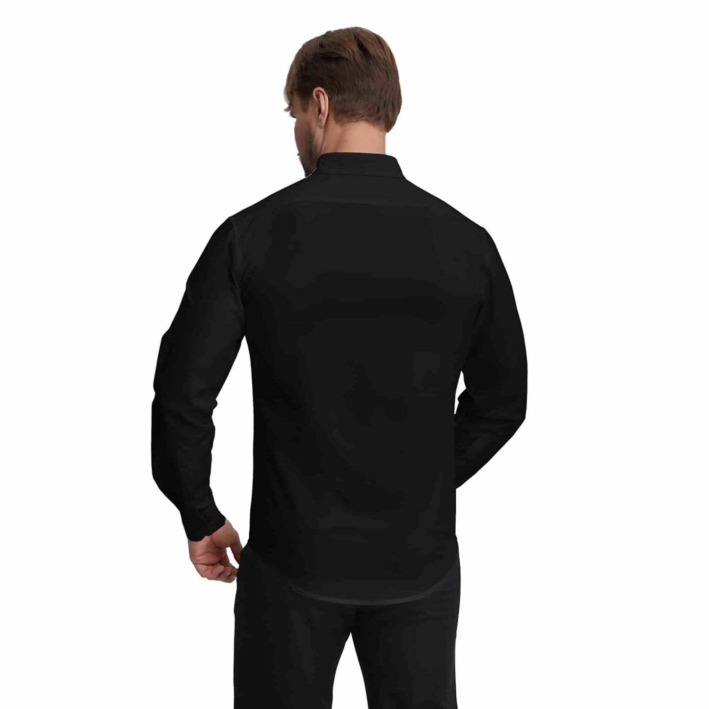 Men's Long Sleeve Dress Shirts Slim Fit Inner Contrast Business Casual Button Down Black Shirt