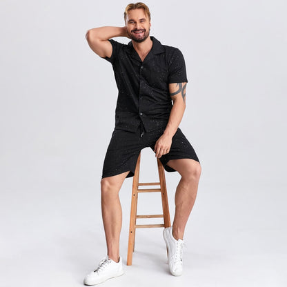 mens loungewear sets button down sparkling