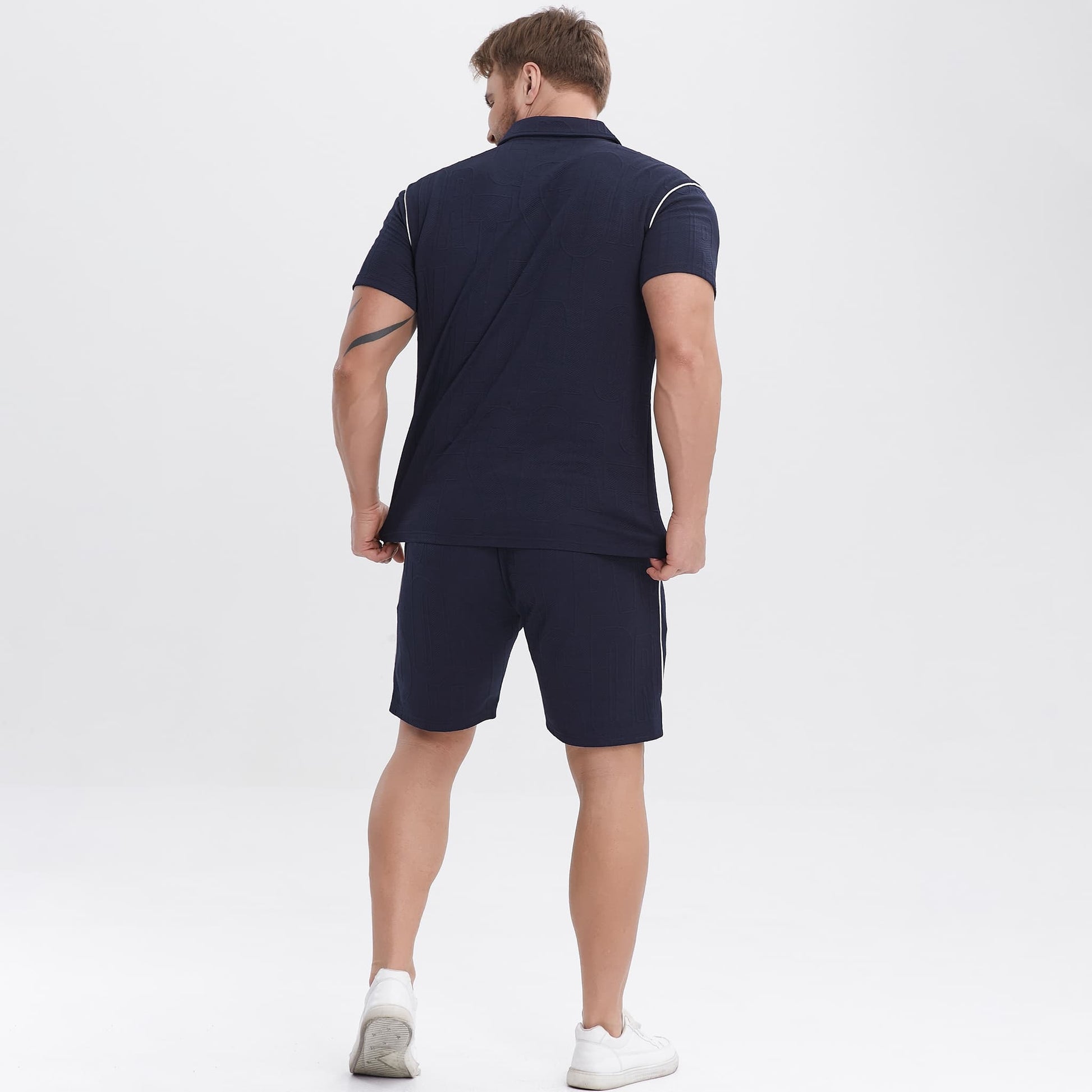 mens navy blue polo outfits 2 piece casual