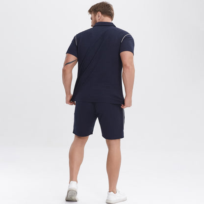mens navy blue polo outfits 2 piece casual