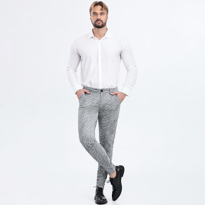 grey slim fit mens pleated pants stretchy
