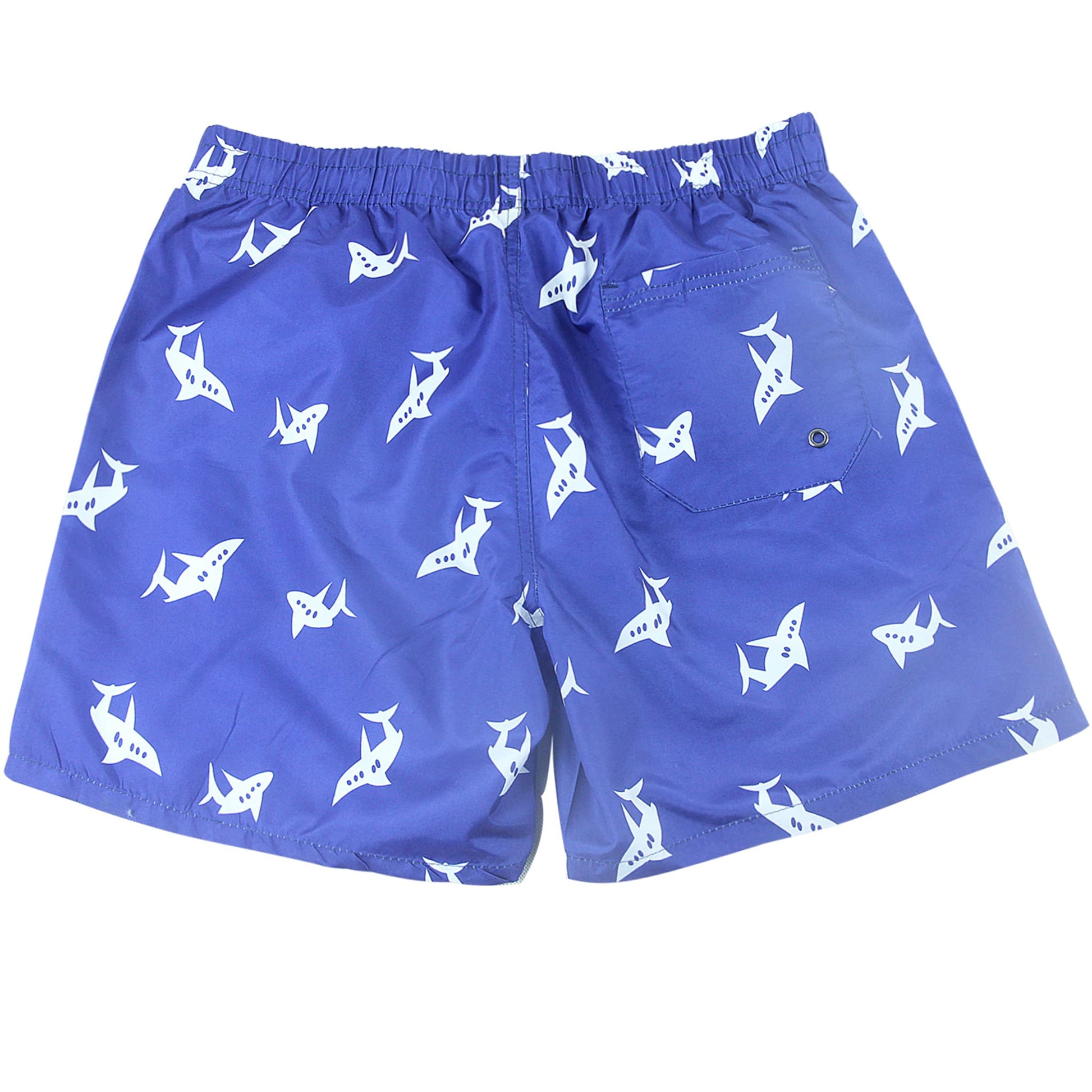 blue shark mens retro swim trunks drawstring