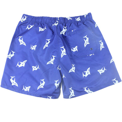 blue shark mens retro swim trunks drawstring