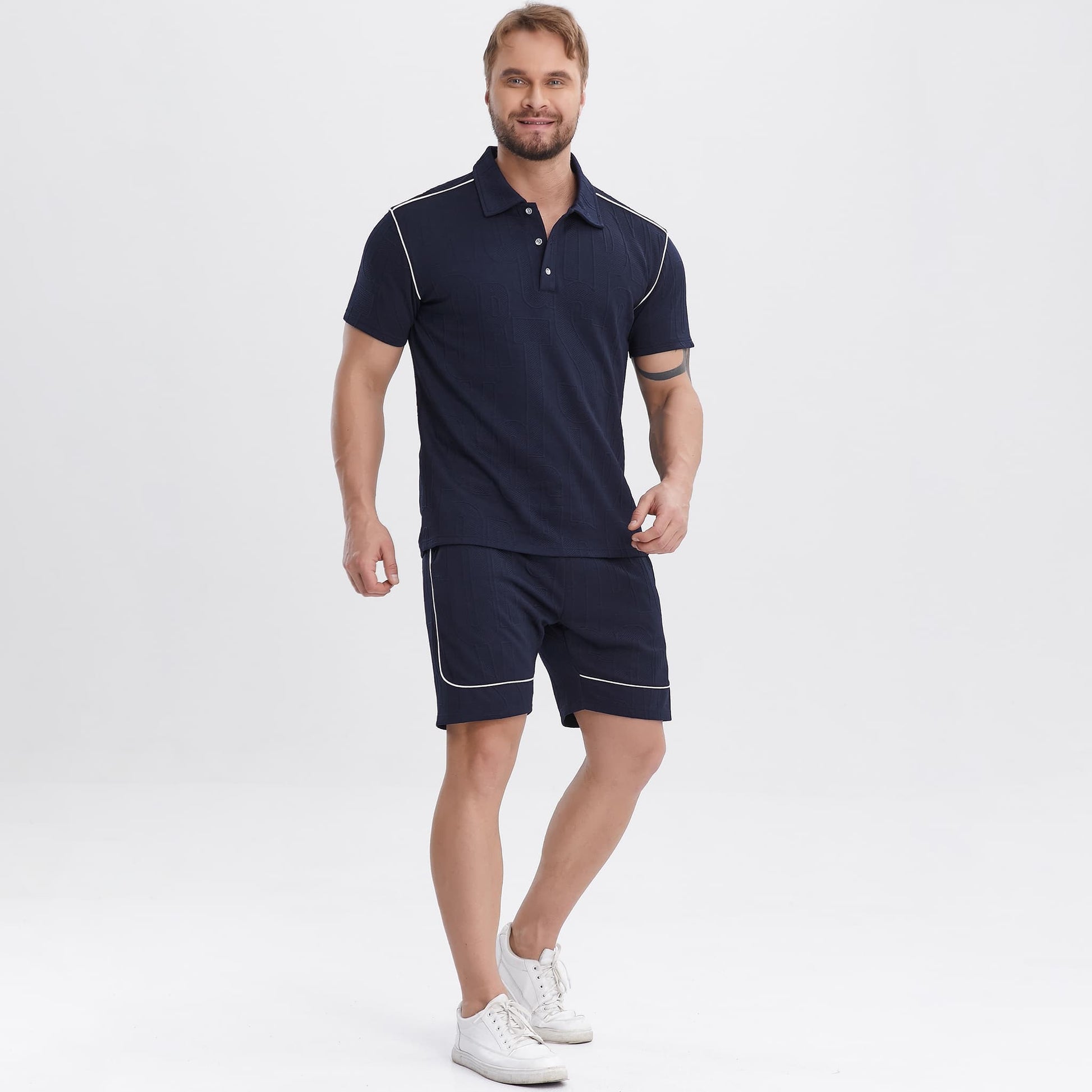 navy blue mens sets 2 piece outfits