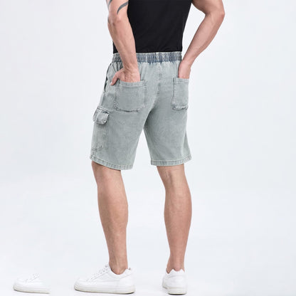 drawstring waist mens jean shorts with pockets