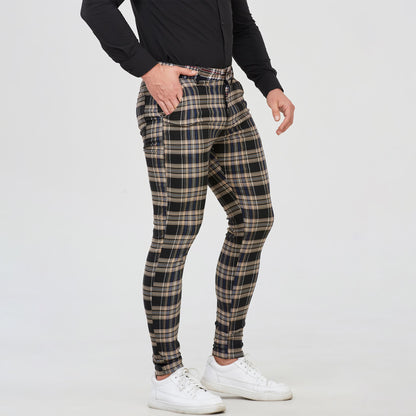 black and brown plaid mens skinny dress pants