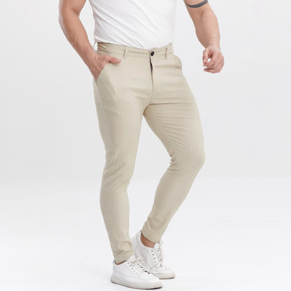 khaki mens skinny joggers stretchy