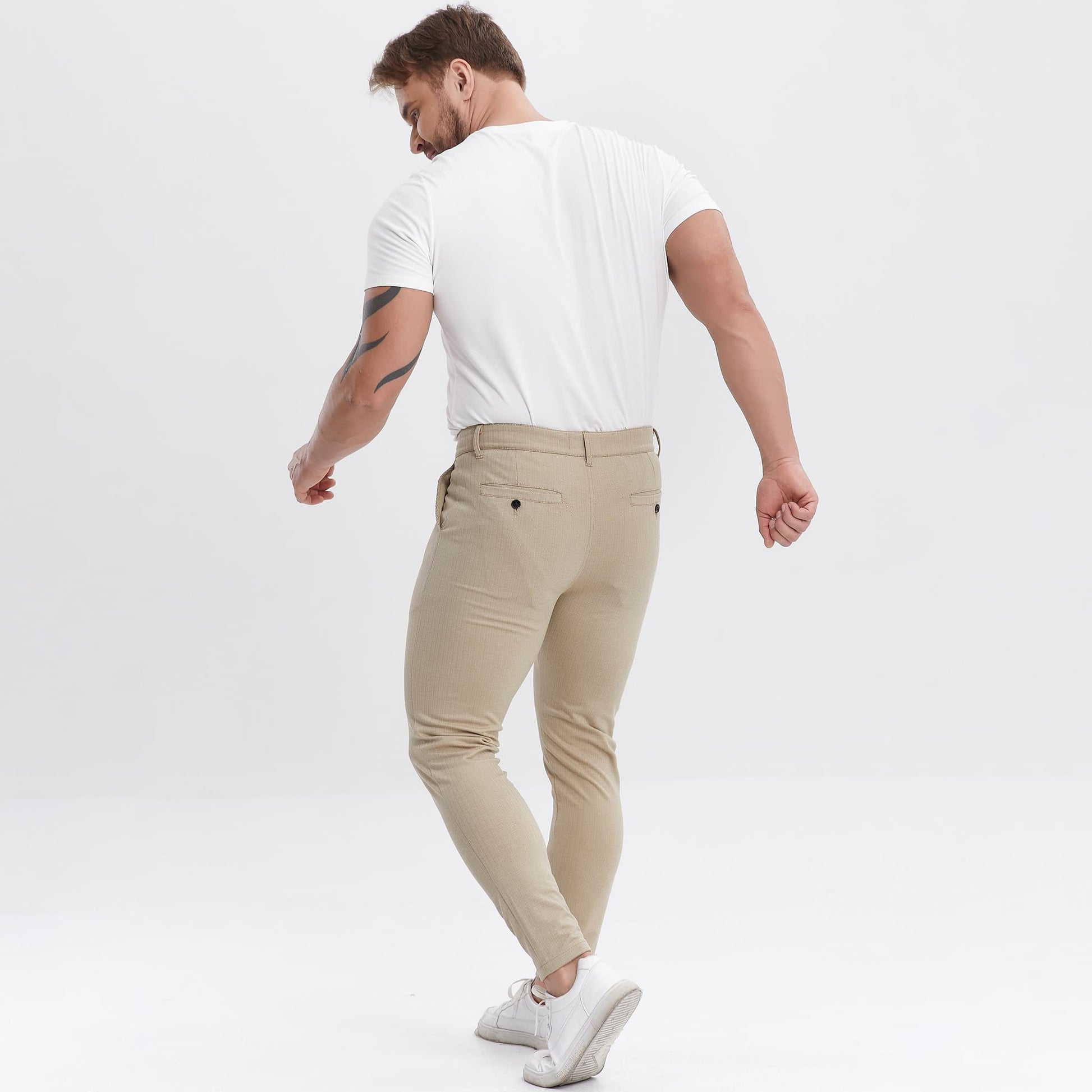 khaki mens slim fit golf pants stretchy