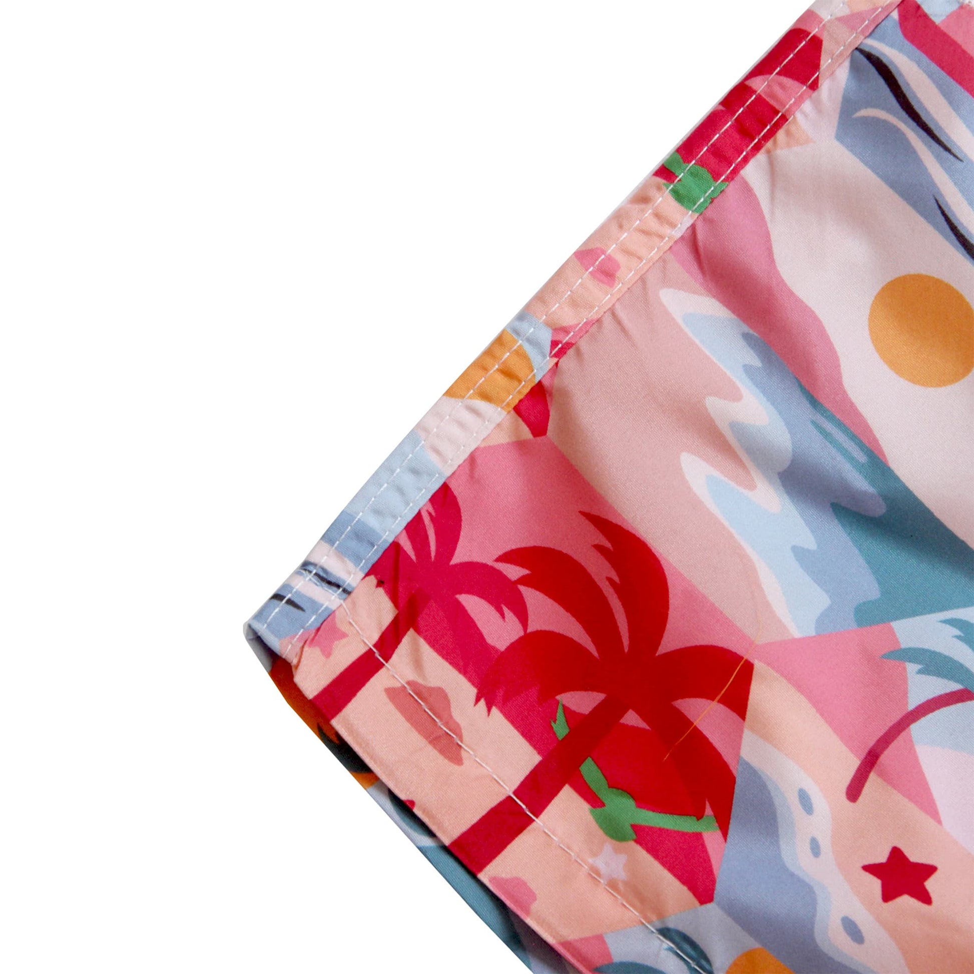 red coconut tree mens swim trunks with boxer brief liner