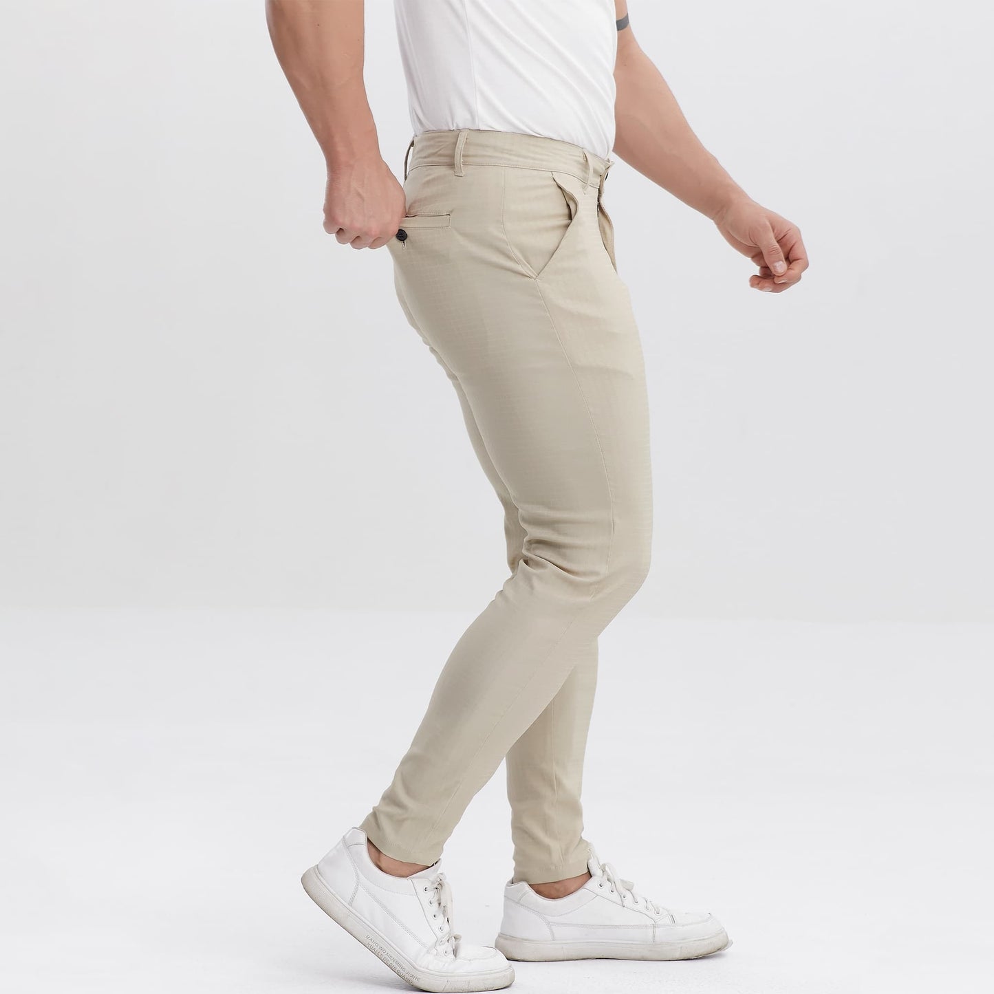 slim fit stretchy khaki mens tweed pants