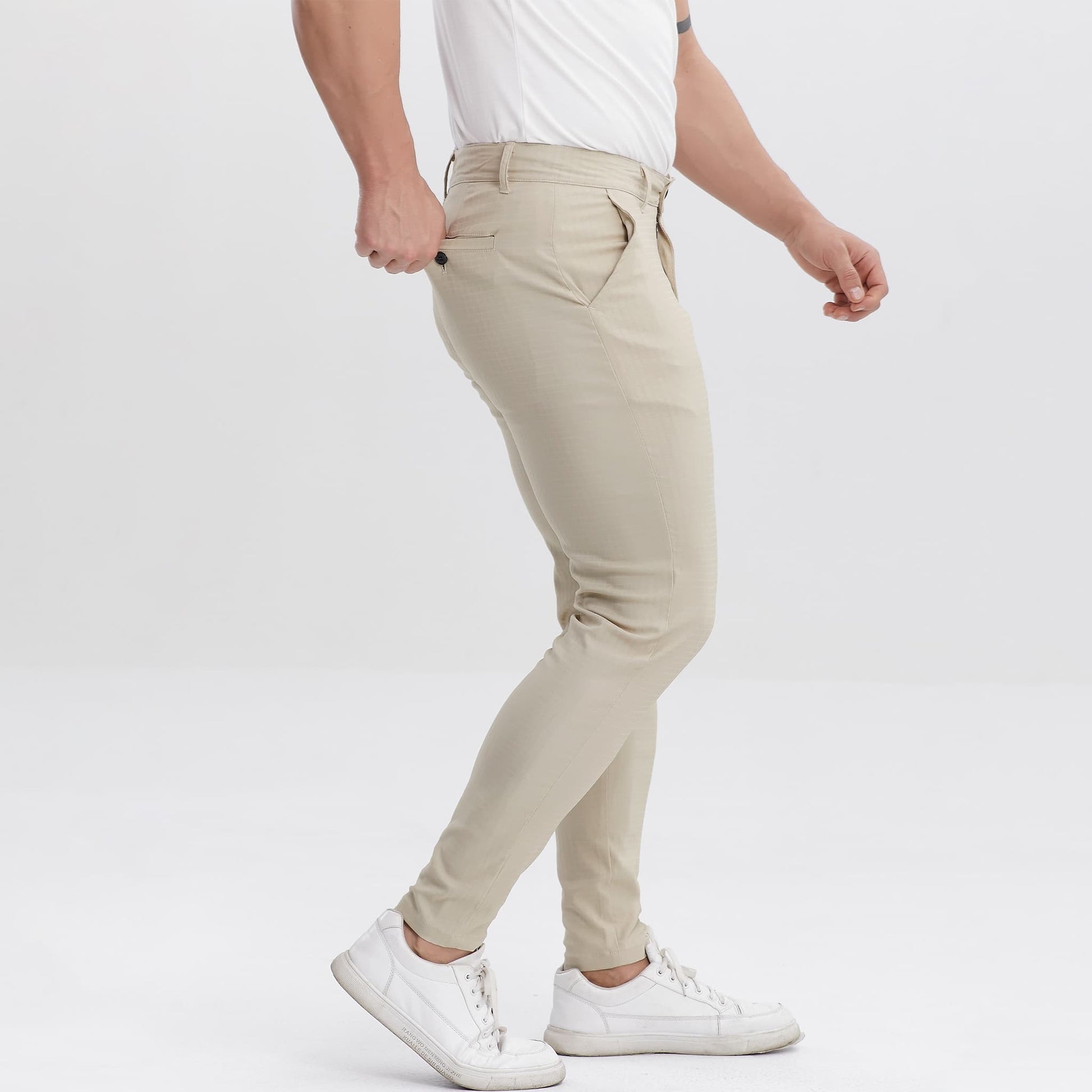 slim fit stretchy khaki mens tweed pants