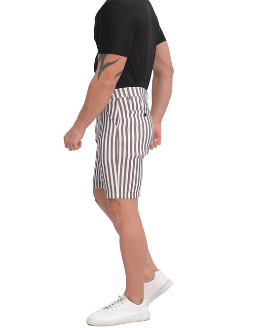 Mens Shorts 9" Inseam Slim Fit Stretch Striped Golf Short Pants