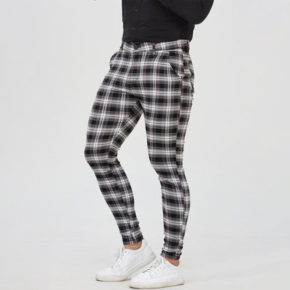 black and white office pants for men slim fit stretchy