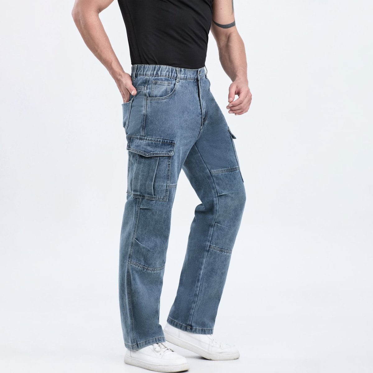 pantalones flojos para hombre button closure straight fit