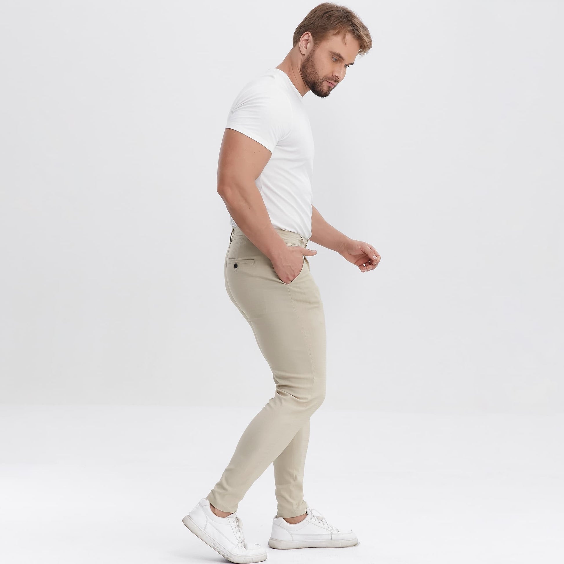 khaki pantalones skinny para hombre stretchy