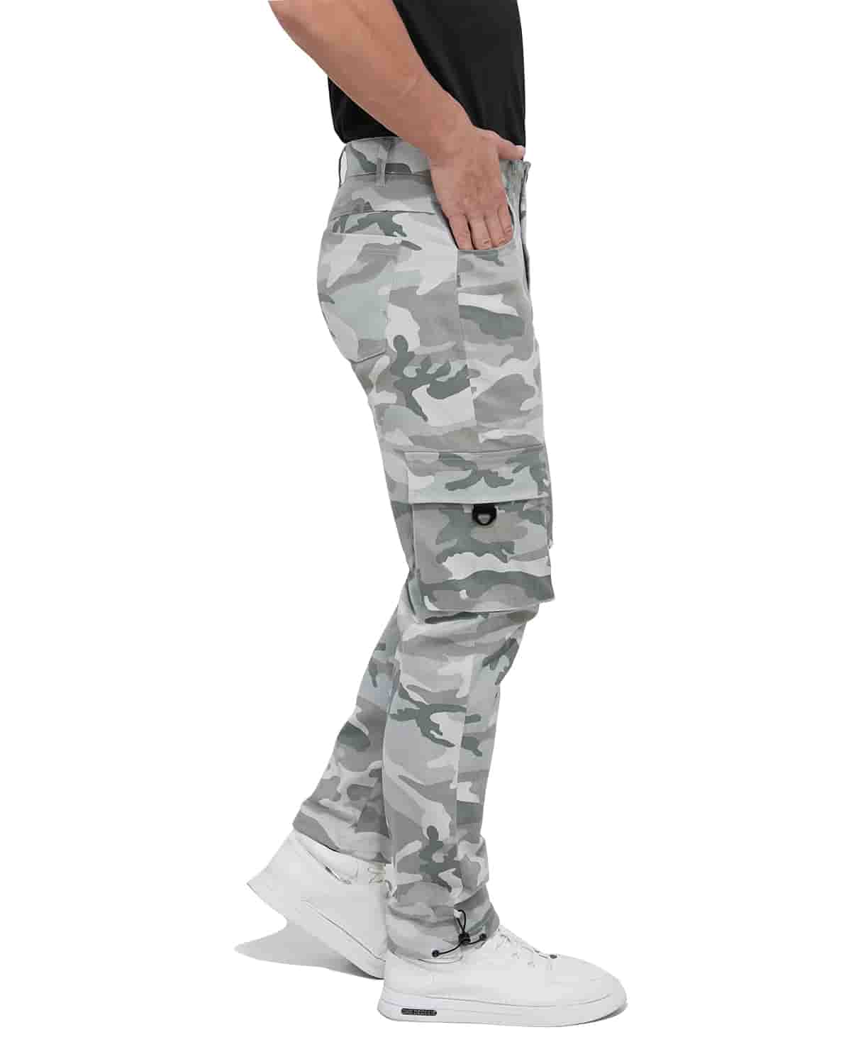 ALLELMS Mens Straight-Fit Stretch Black Cargo Pant with Multi Pockets