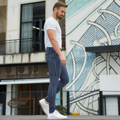 blue pin stripe suit pant mens