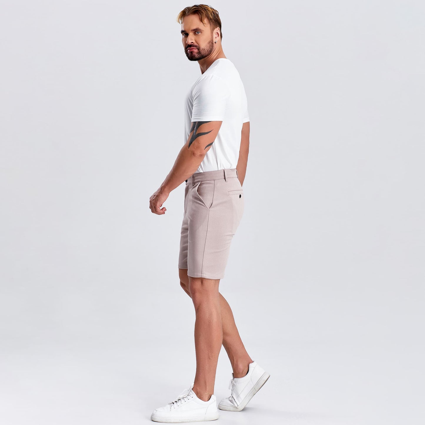 pink golf shorts men 9 inch inseam slim fit stretch