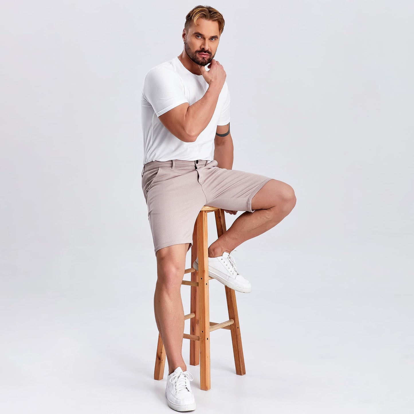 pink mens short for skinny legs stretch