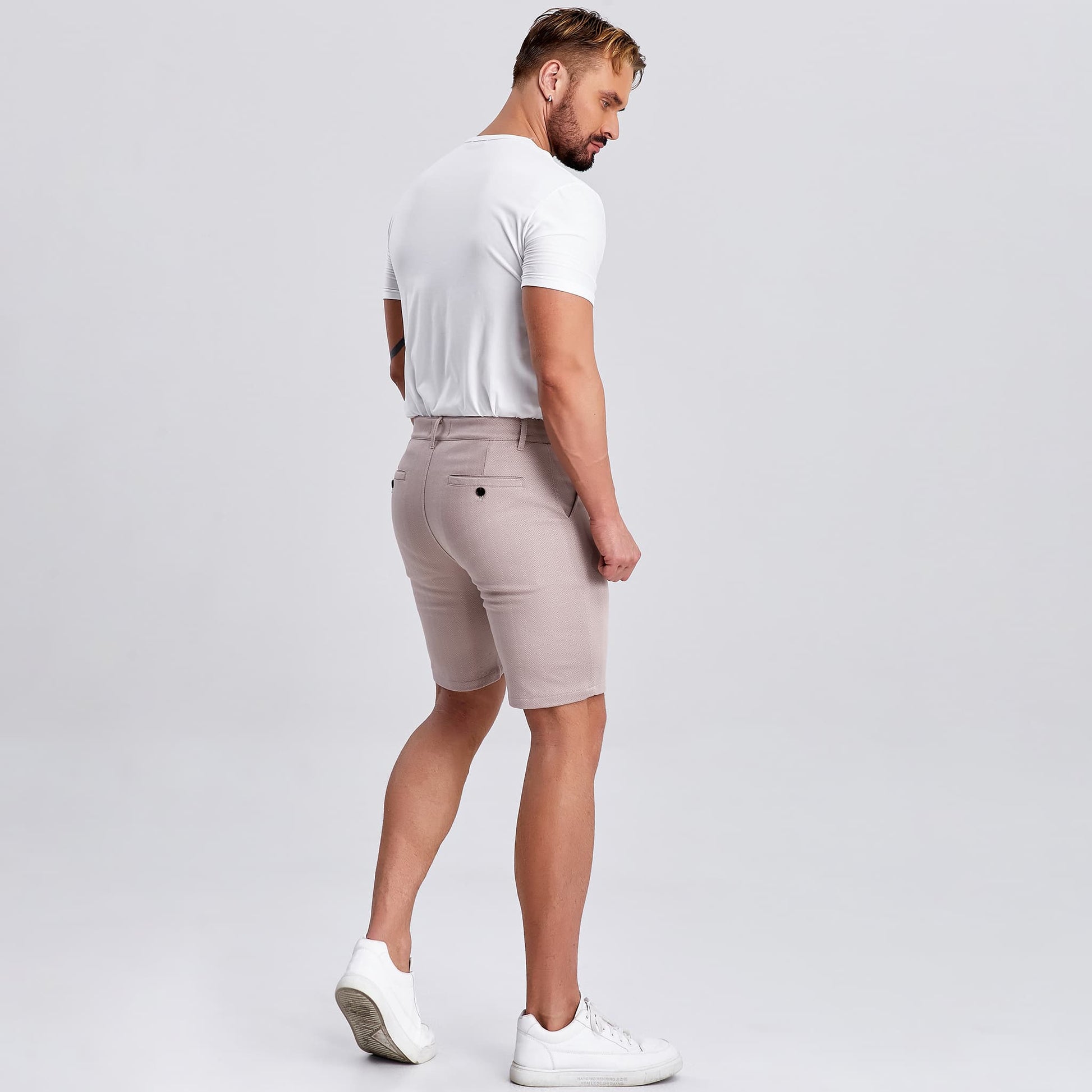 pink mens stretch golf shorts slim fit
