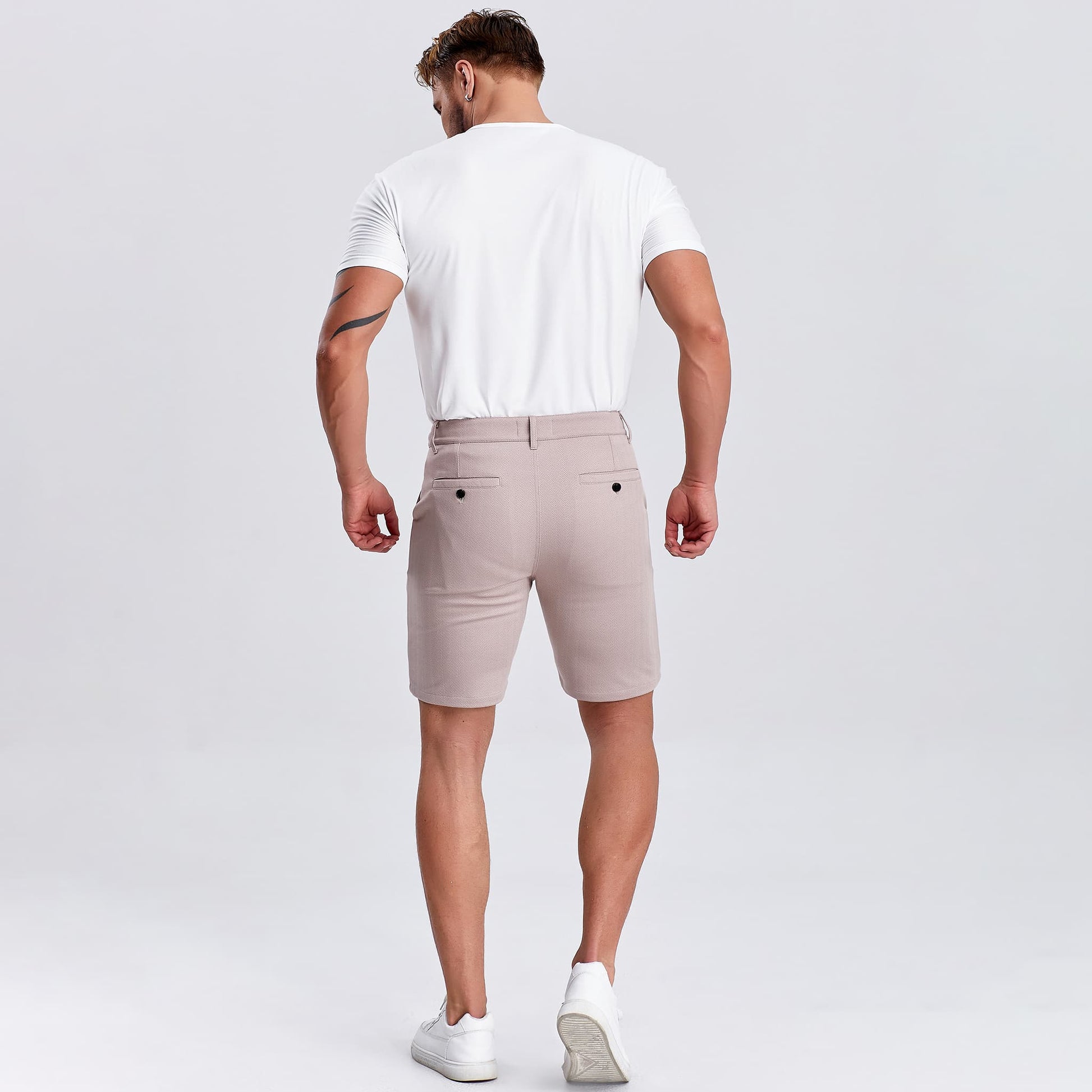 pink stretch shorts men slim fit 