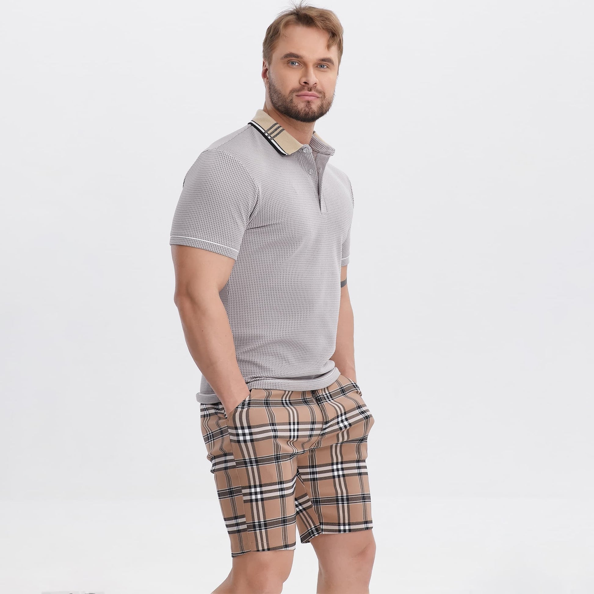 waffle polo tees for men slim fit 