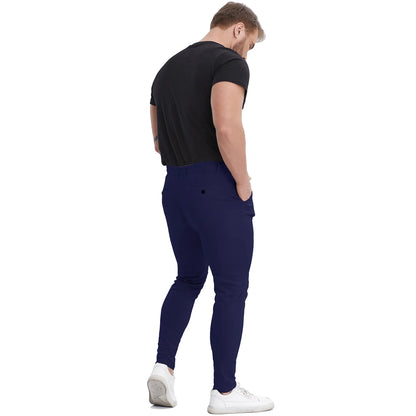 Men's Slim Fit Stretch Chinos - Navy Blue Business Casual Pants