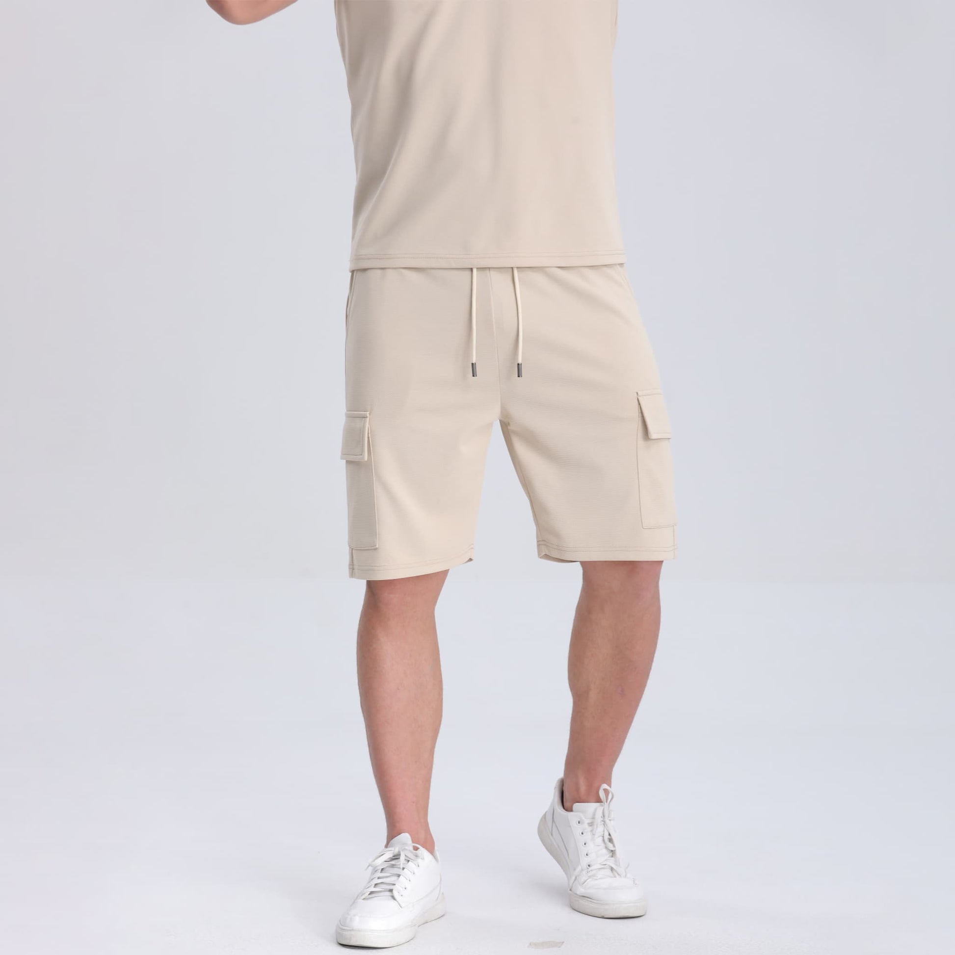 khaki short joggers for men drawstring